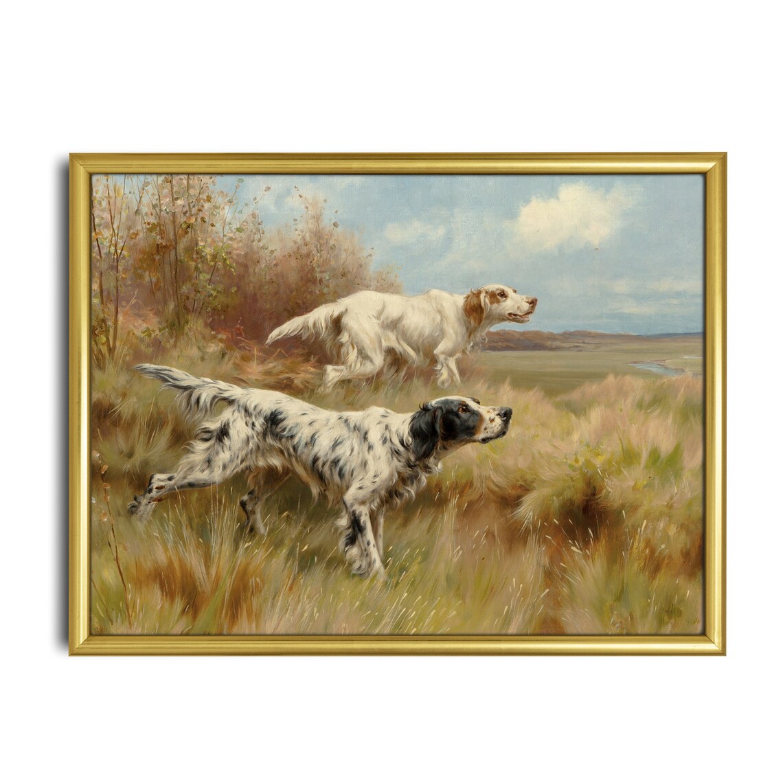 Vintage Dogs Painting, Rustic Animal Art Print