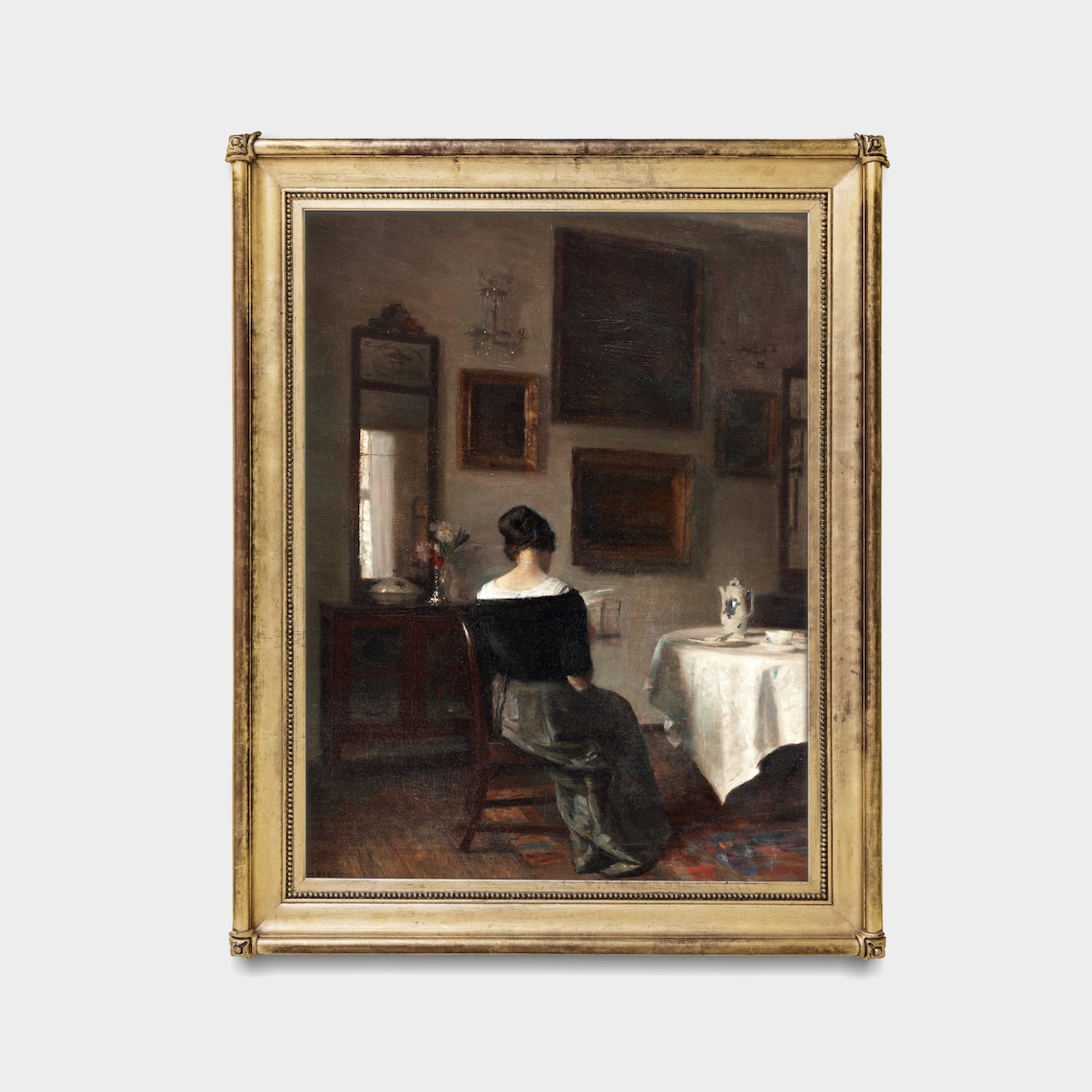 Woman Reading in a Moody 19th Century Interior Vintage Art Poster - Image 2