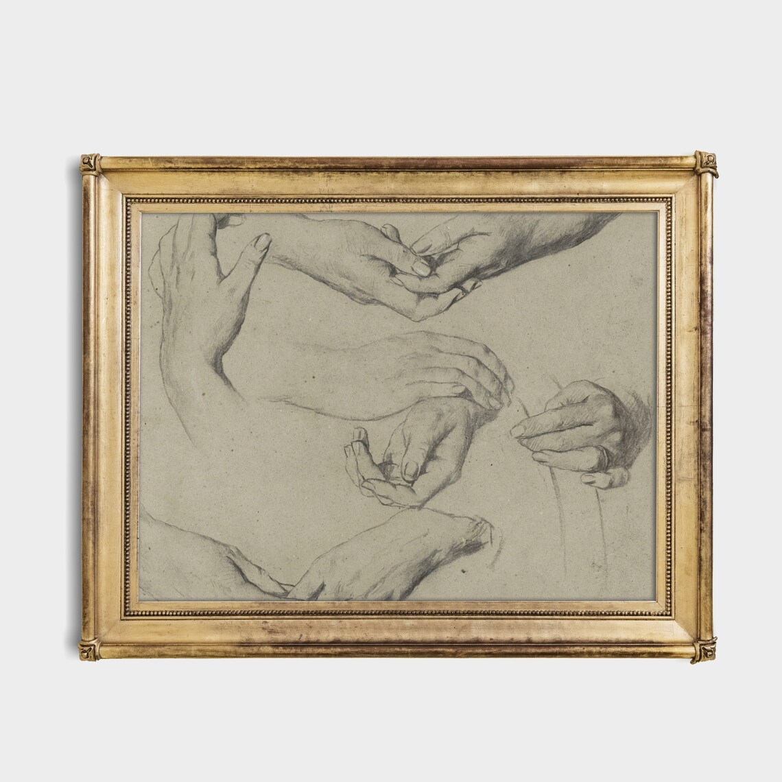 Vintage Hands Sketch Study, Rustic Farmhouse Art Print - Image 3