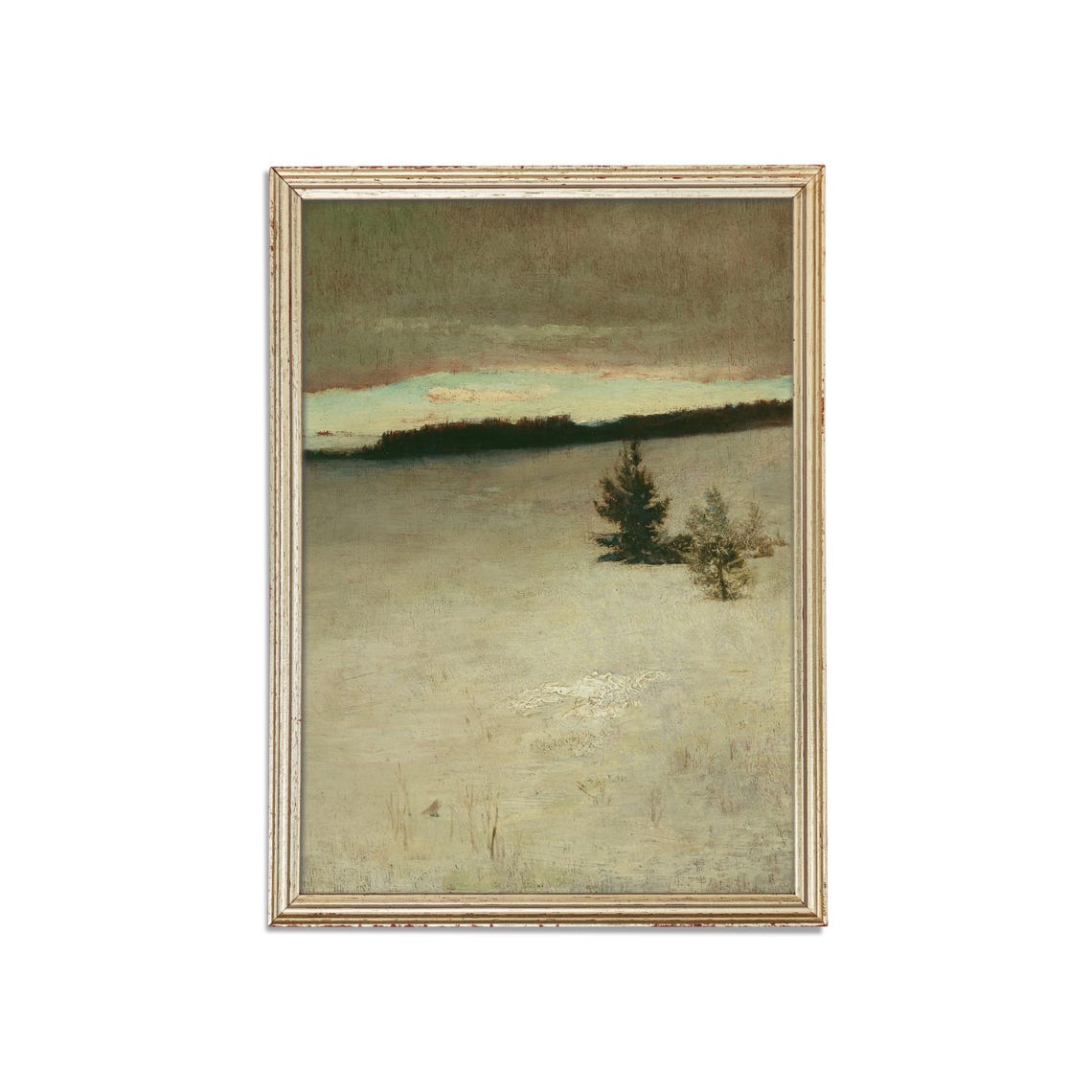 Quiet Snowy Morning Field Pines Minimalist Winter Art Poster - Image 3