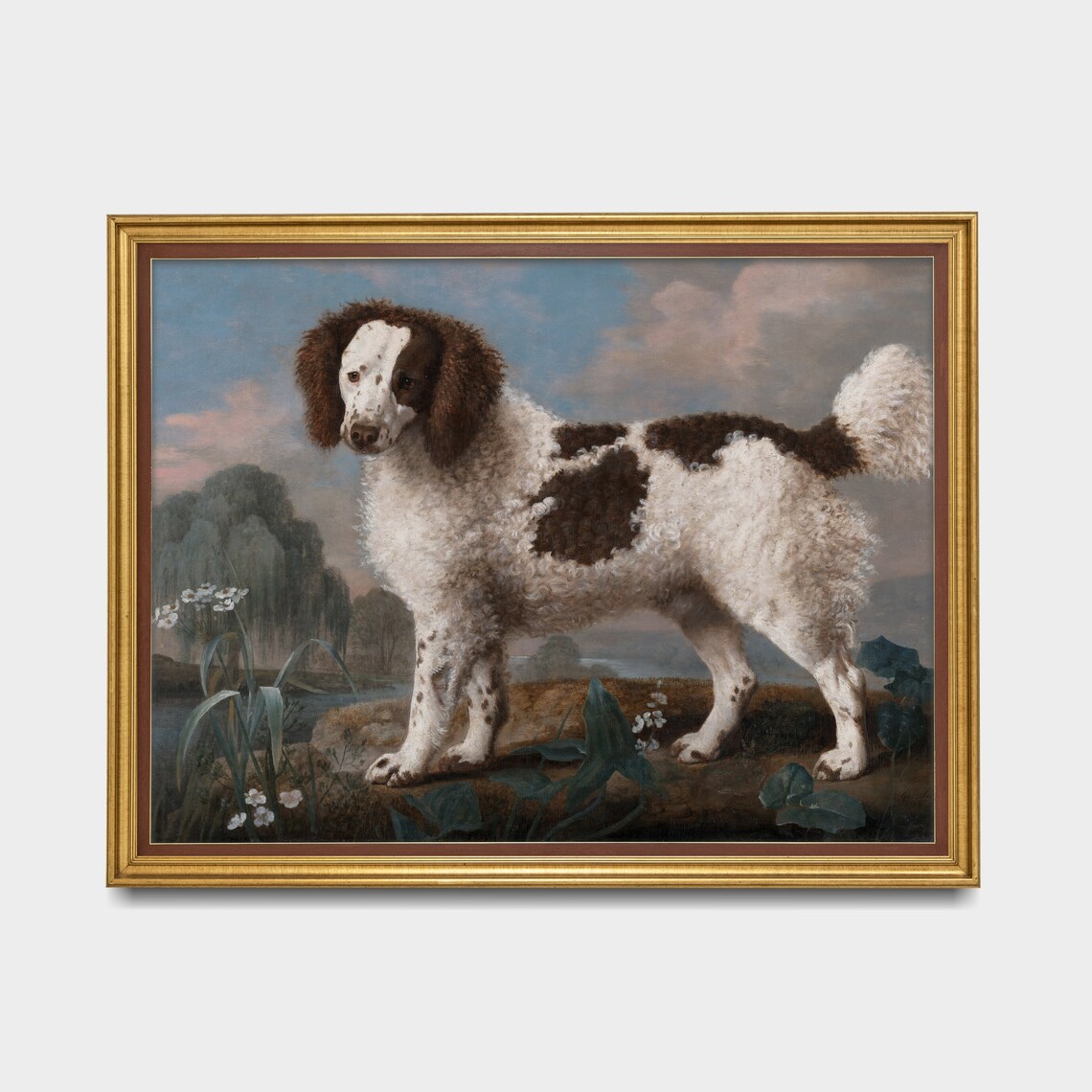 Liver and White Water Spaniel by a Pond Vintage Dog Portrait Poster - Image 5