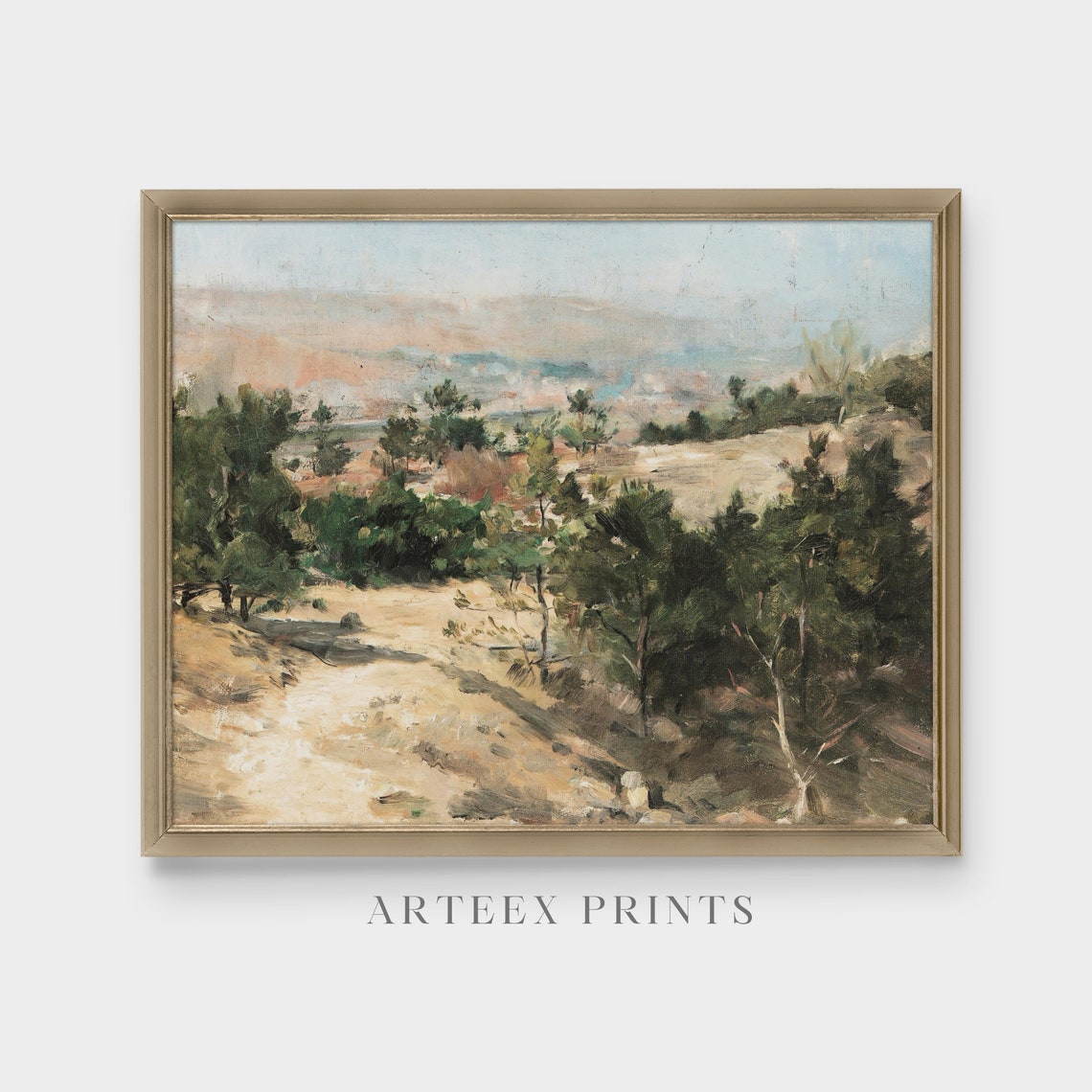 Pine Hills Over a Distant Valley Vintage Landscape Painting Poster - Image 4
