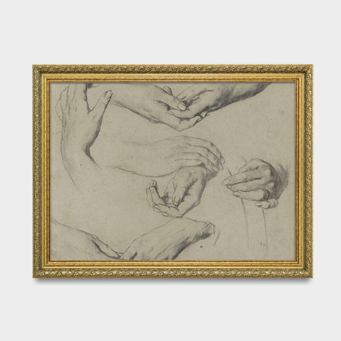 Vintage Hands Sketch Study, Rustic Farmhouse Art Print - Image 2