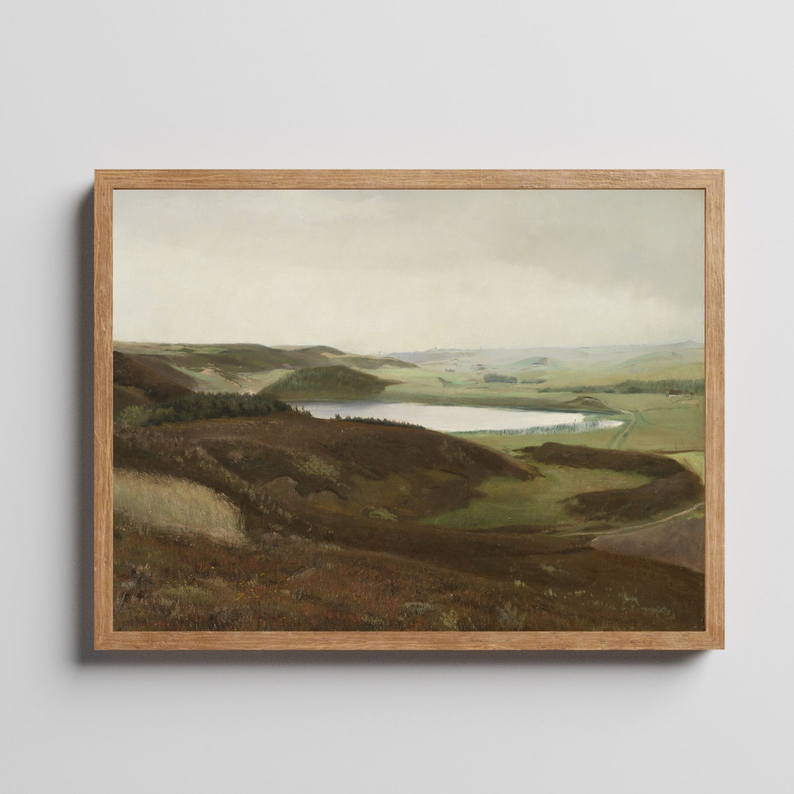 Rolling Moorland Hills Lake View Antique Rustic Landscape Poster - Image 3