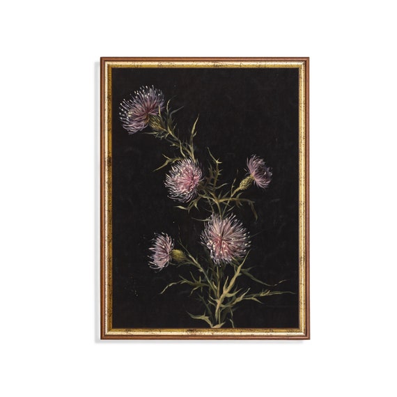 Still Life With Flowers Vintage Floral Painting Moody Rustic Botanical Print Dark Academia Wall Art
