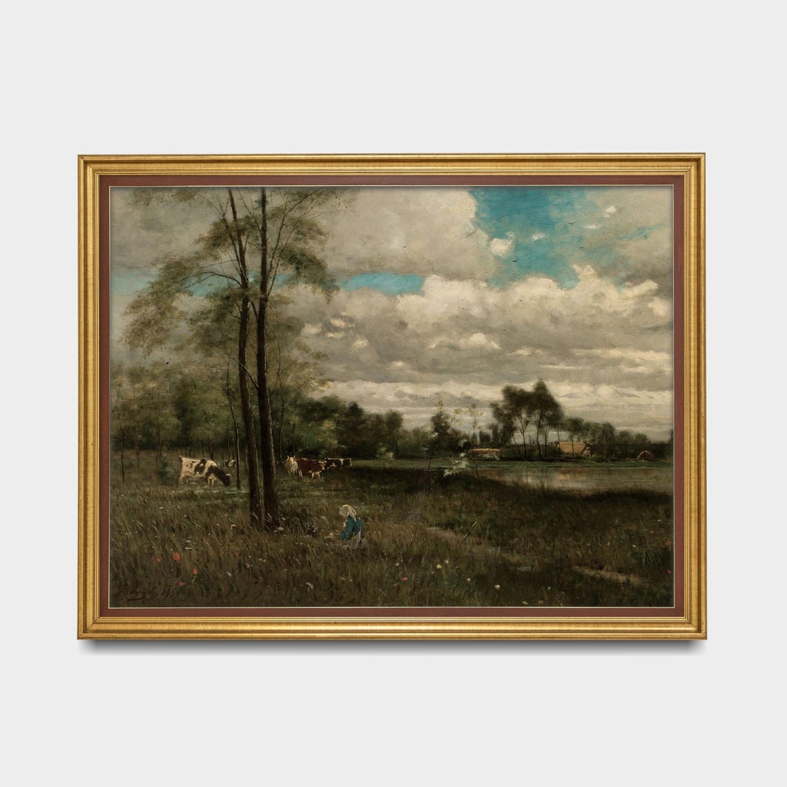 Cattle Grazing In A Lush Summer Meadow Vintage Landscape Poster - Image 5