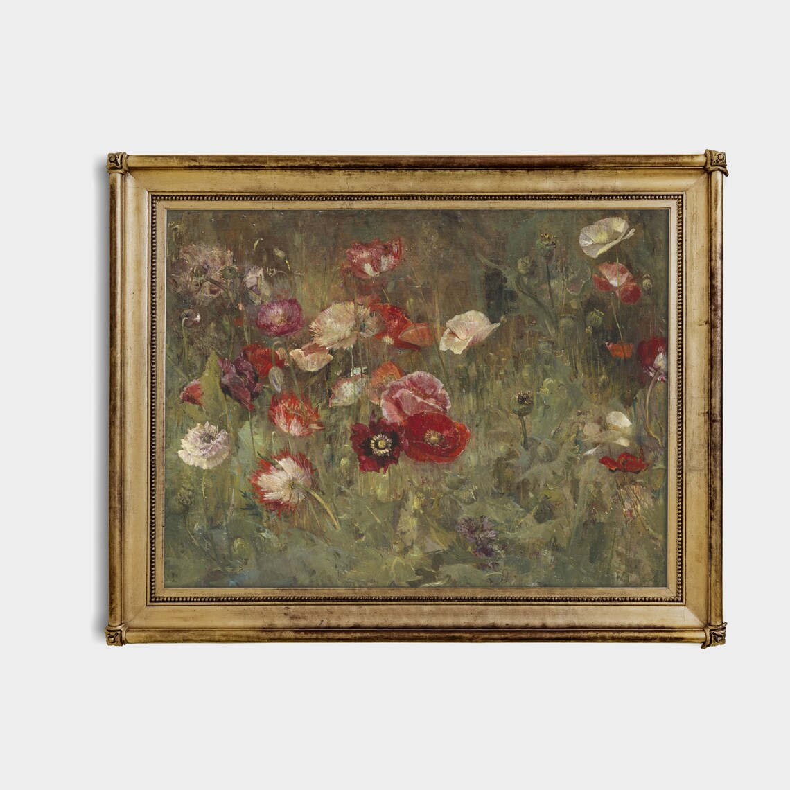 Wild Red and White Poppy Field Vintage Floral Meadow Art Poster - Image 4