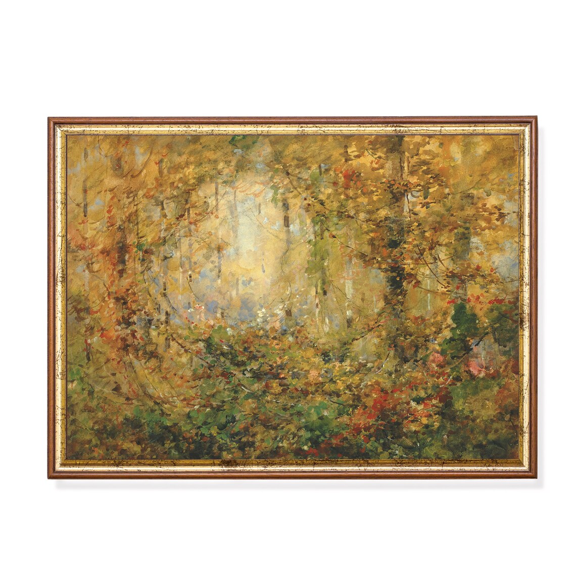 Impressionist Golden Autumn Forest Vintage Nature Painting Poster
