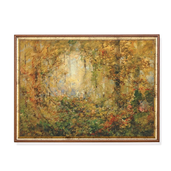 Printed And Shipped Vintage Fall Landscape Antique Autumn Painting Moody Rustic Print Farmhouse Decor Fine Art Physical Prints