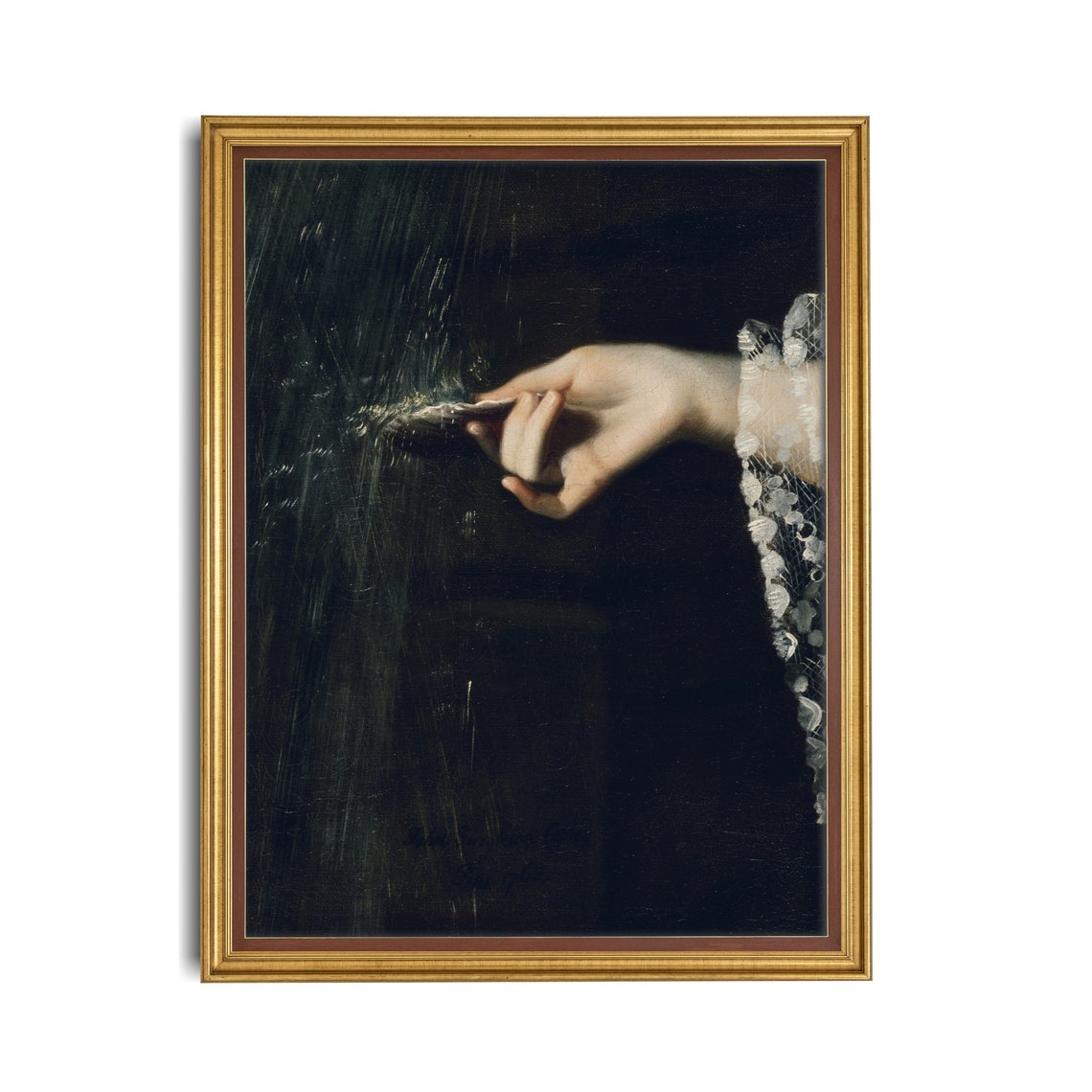 Woman's Hand with Lace Sleeve Reaching Through Darkness Poster - Image 3