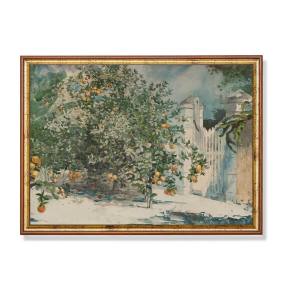 Printed And Shipped Vintage Orange Tree Painting Country Landscape Antique Kitchen Decor 18th Century Fine Art Physical Prints