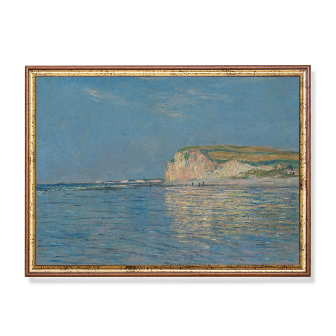 White Chalk Cliffs Above a Blue Beach Impressionist Seascape Poster