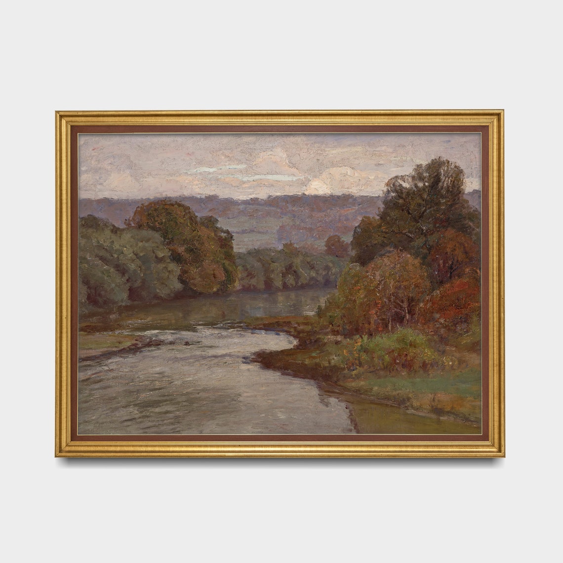 Printed And Shipped Vintage Landscape Painting Antique Country River Landscape Oil Painting Art Farmhouse Decor Physical Prints - Image 3
