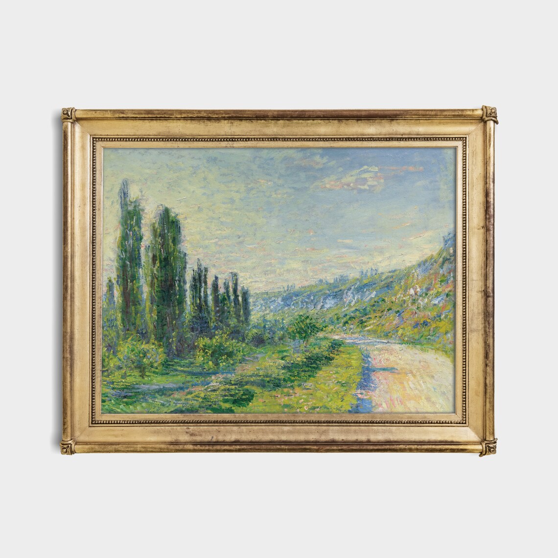 Impressionist Valley Poplar Trees Winding Road Vintage Poster - Image 3
