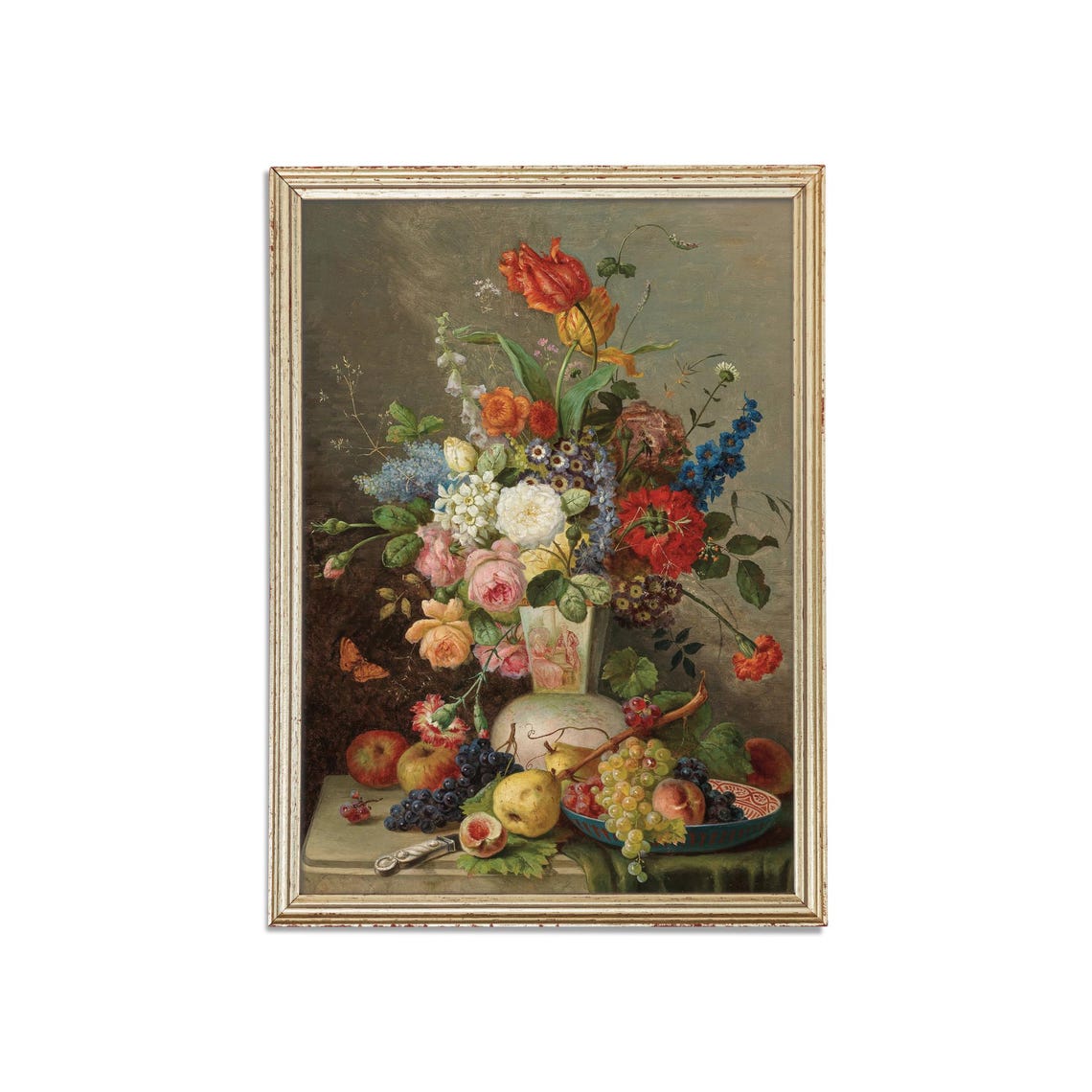 Classic Floral Still Life with Fruit Vintage Dutch Style Poster - Image 3