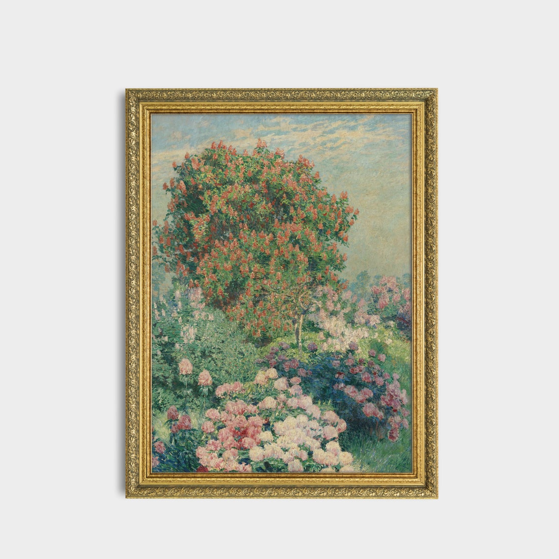 Blossoming Chestnut Tree With Peonies Impressionist Garden Poster - Image 3