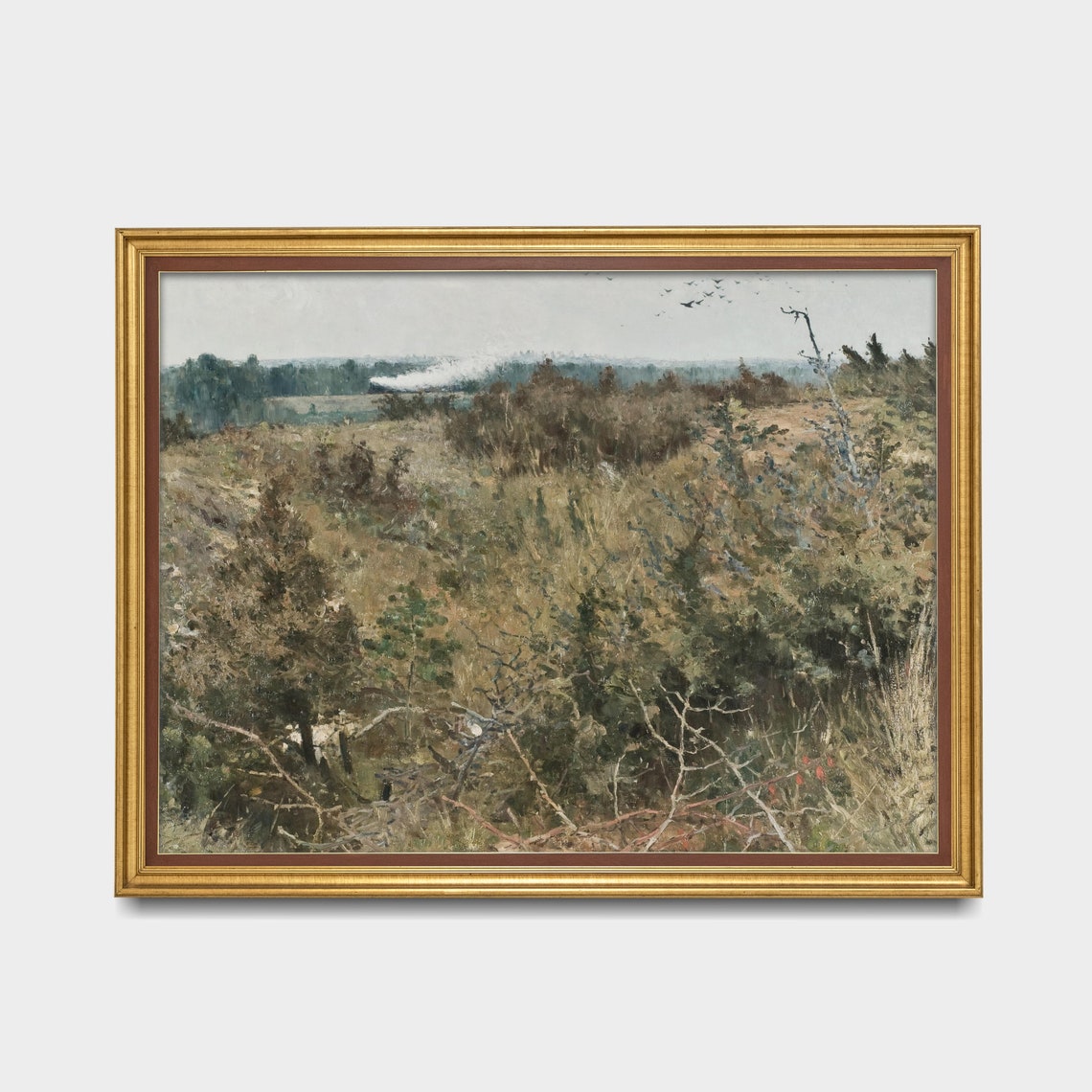 Steam Train Crossing a Heather Moor Vintage Landscape Poster - Image 2