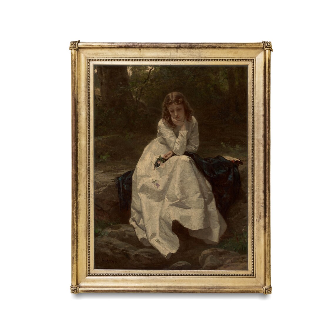 Vintage Woman Portrait in Forest, Classic Art Print - Image 2