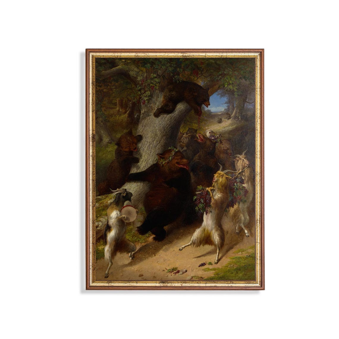 Dancing Bears Forest Revelry Vintage Whimsical Animal Art Poster