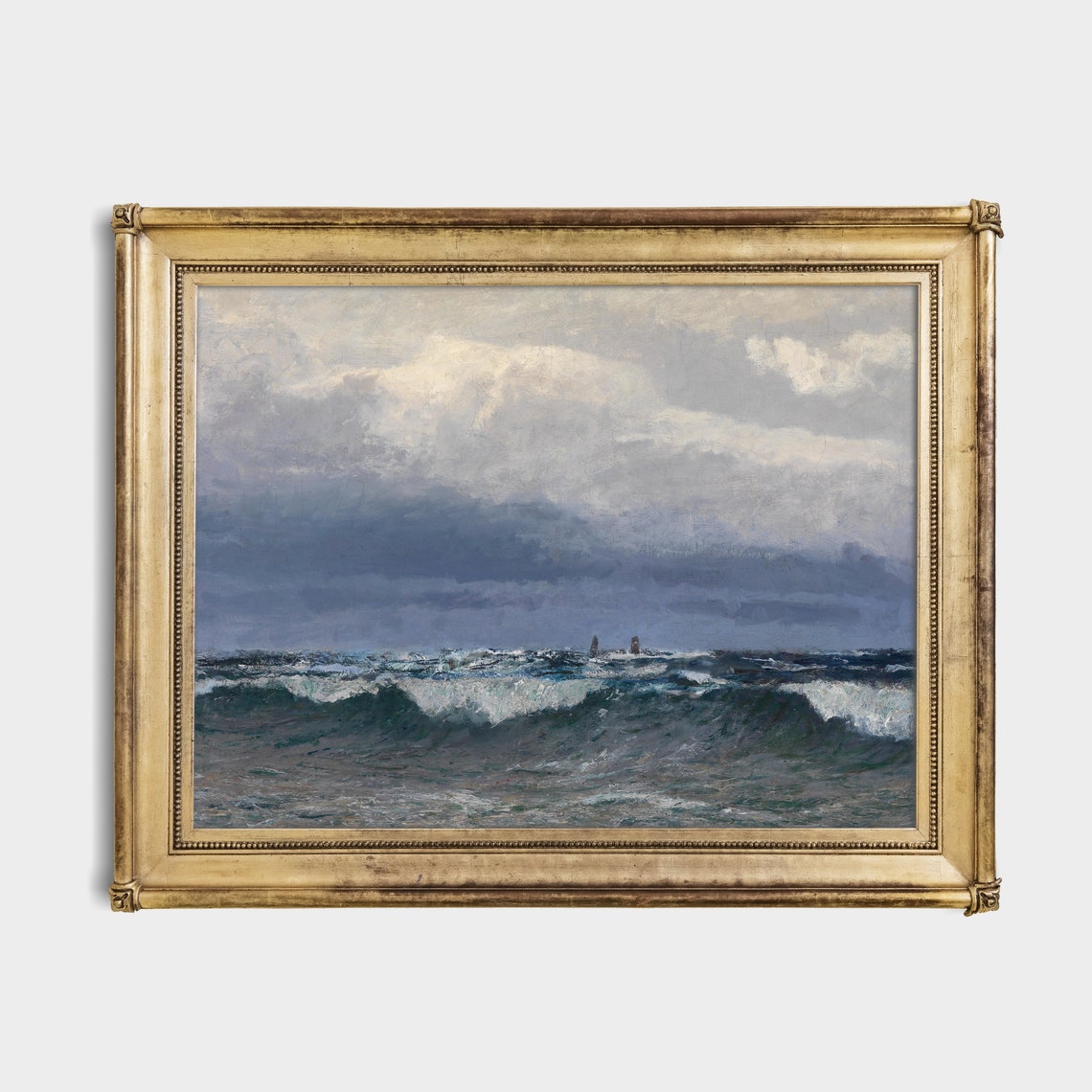 Stormy Ocean Waves with Lighthouse Vintage Seascape Painting Poster - Image 2