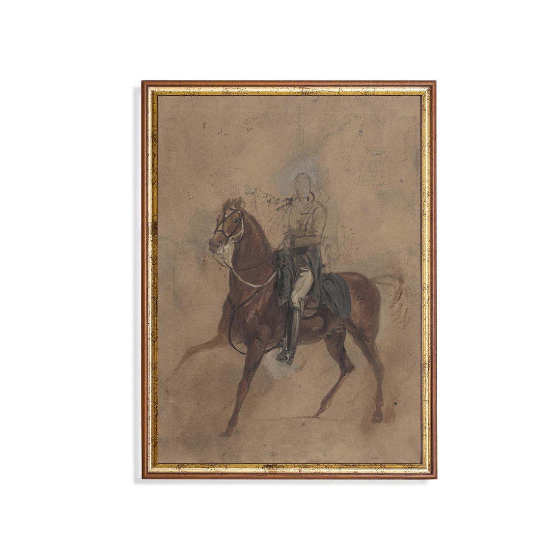 Vintage Equestrian Study of a Rider on a Chestnut Horse Poster