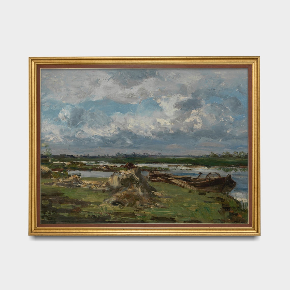 Boats Moored by a Moody Lake Under a Heavy Clouded Sky Poster - Image 4