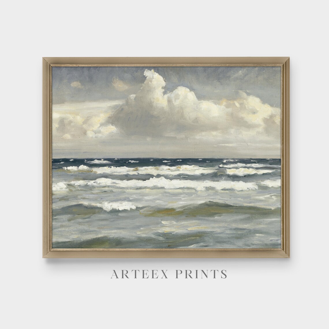 Foaming Whitecaps on the Open Sea Antique Seascape Painting Poster - Image 5