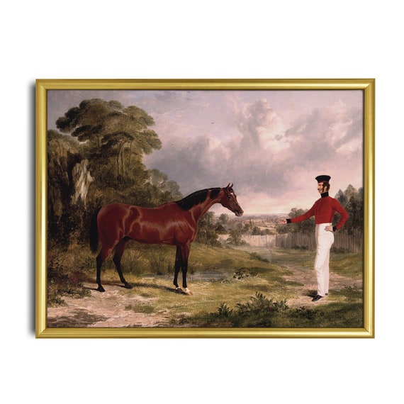 Printed And Shipped Vintage Horse Painting Antique Equestrian Print Moody Rustic Oil Painting Art Farmhouse Decor Physical Prints