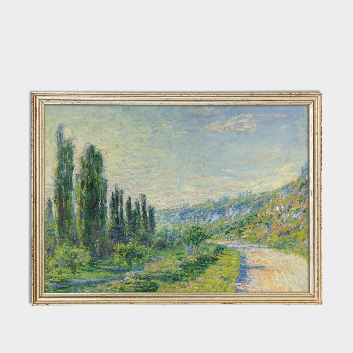 Impressionist Valley Poplar Trees Winding Road Vintage Poster - Image 2