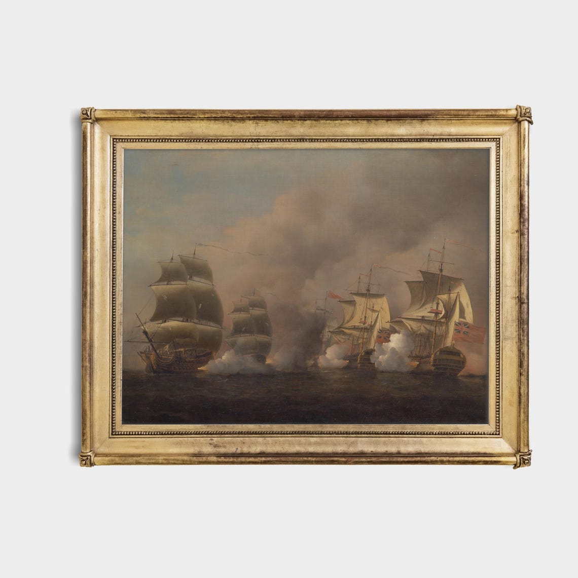 Tall Ships Exchanging Cannon Fire in a Naval Battle Marine Poster - Image 4