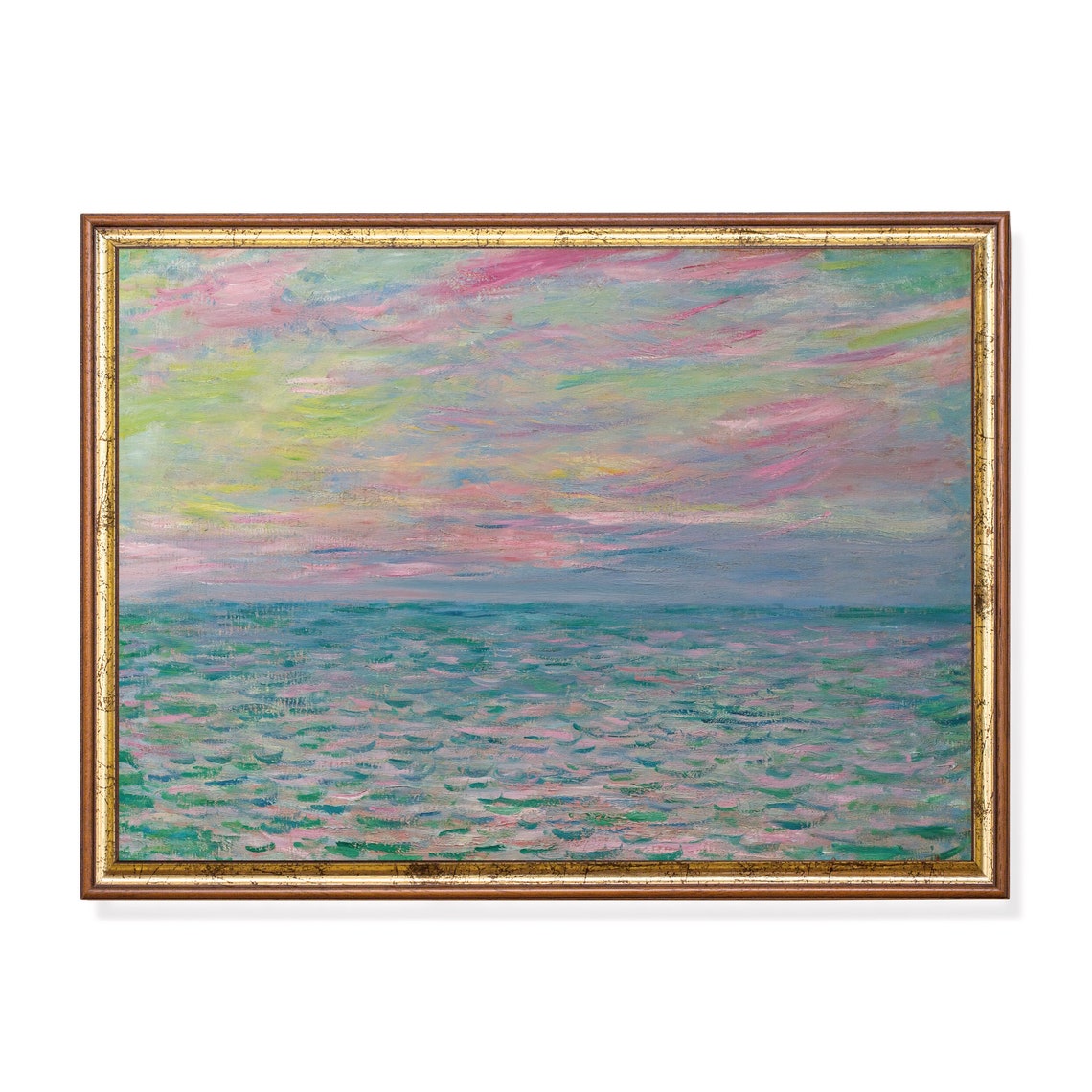 Pastel Seascape at Sunset Impressionist Ocean Sky Painting Poster