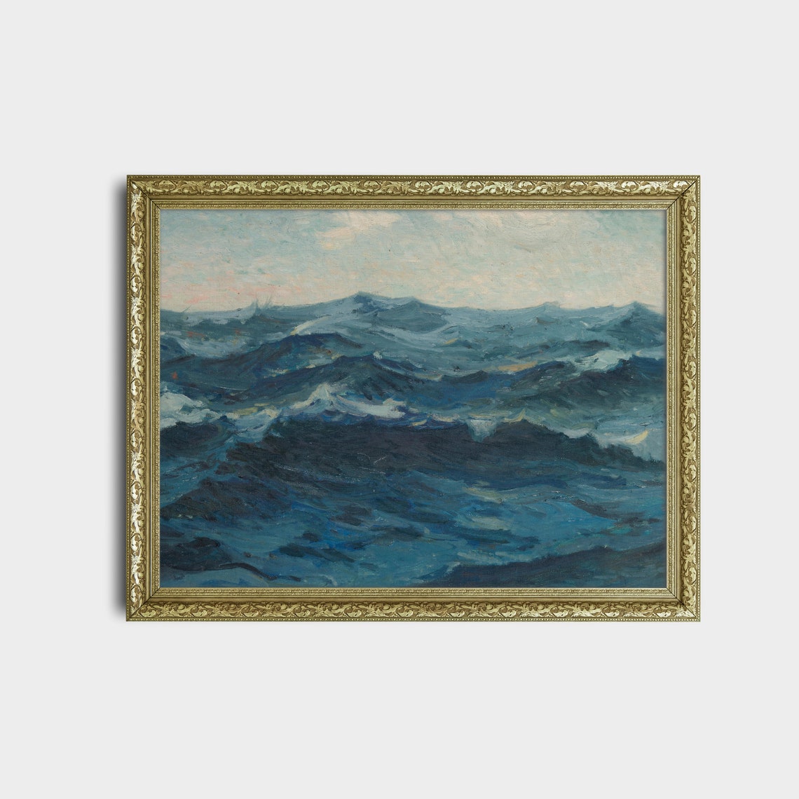 Deep Blue Churning Ocean Waves Impressionist Seascape Poster - Image 2