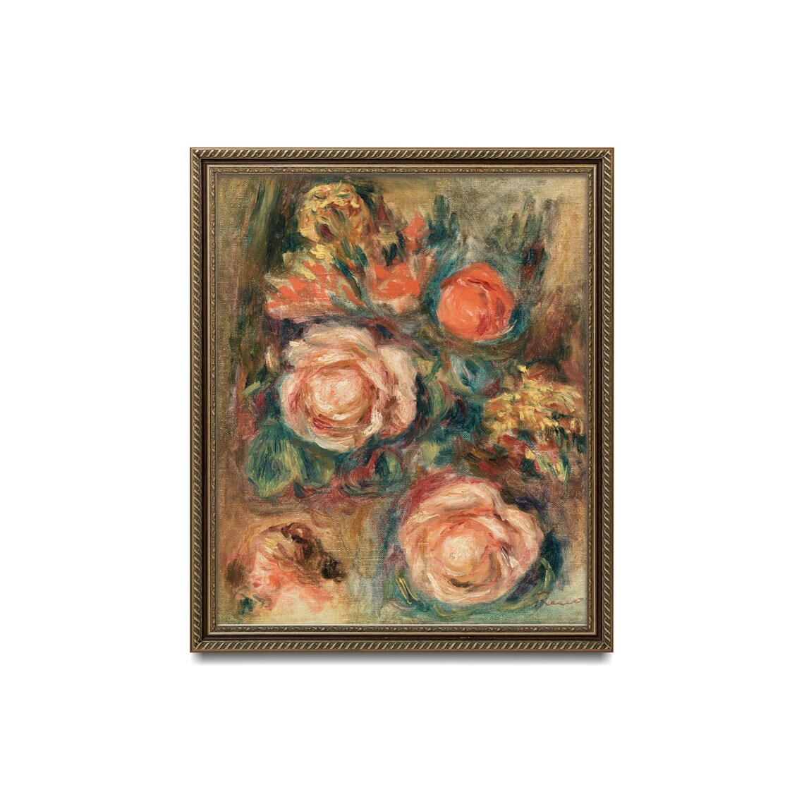 Renoir Pink Roses Bouquet Impressionist Romantic Floral Poster - Image 3