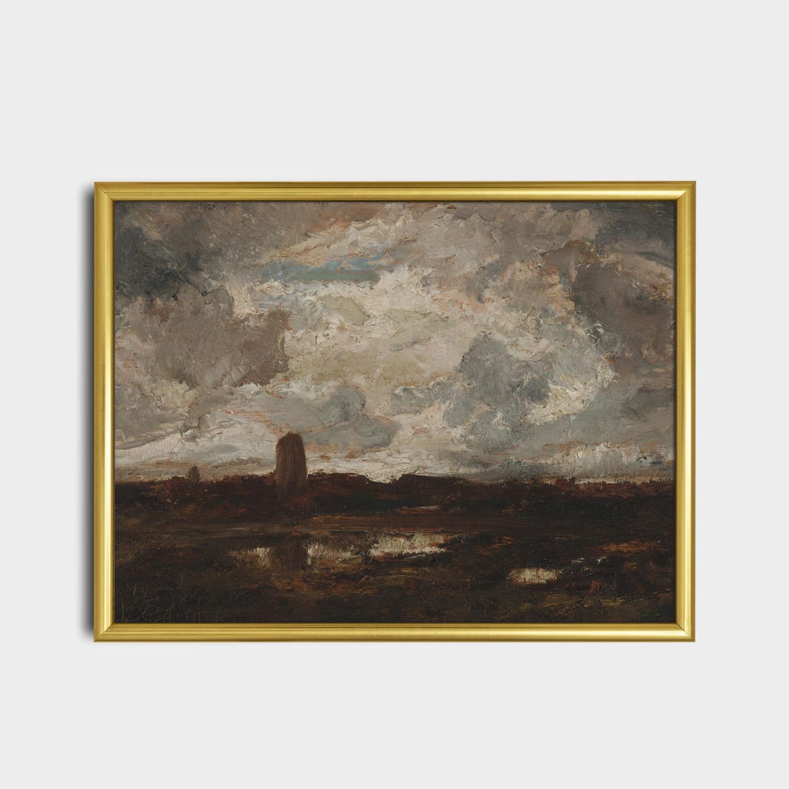 Dark Dramatic Moorland Under Stormy Sky Moody Landscape Poster - Image 2
