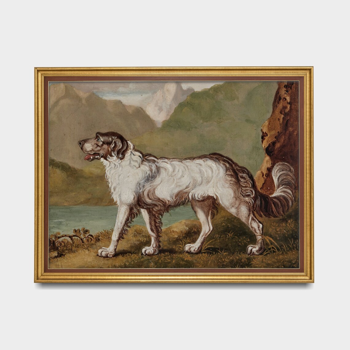 Spaniel Dog Standing by a Lakeside Tree Vintage Hunting Scene Poster - Image 2