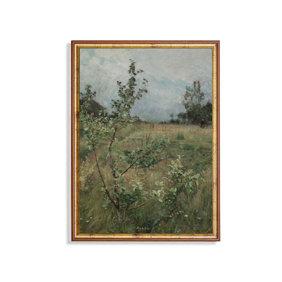 Vintage Spring Landscape, Farmhouse Country Art Print