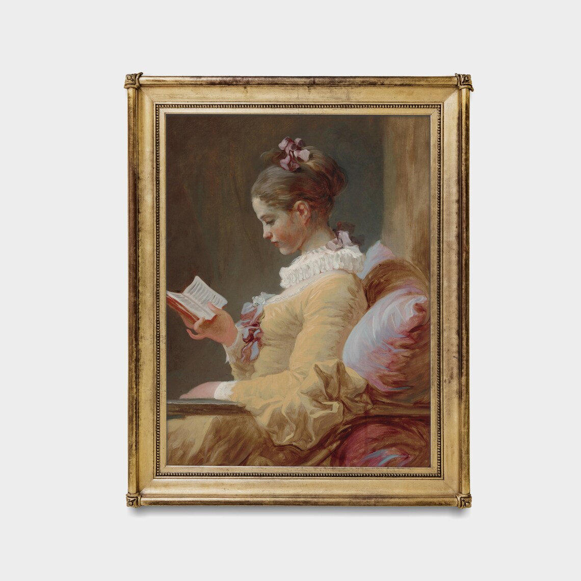 Vintage Victorian Lady Reading Book Art Print - Image 4