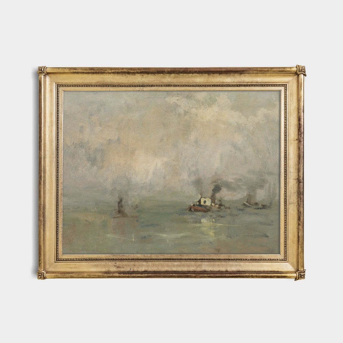 Small Boats Drifting in a Misty Foggy Harbor at Dawn Vintage Poster - Image 4