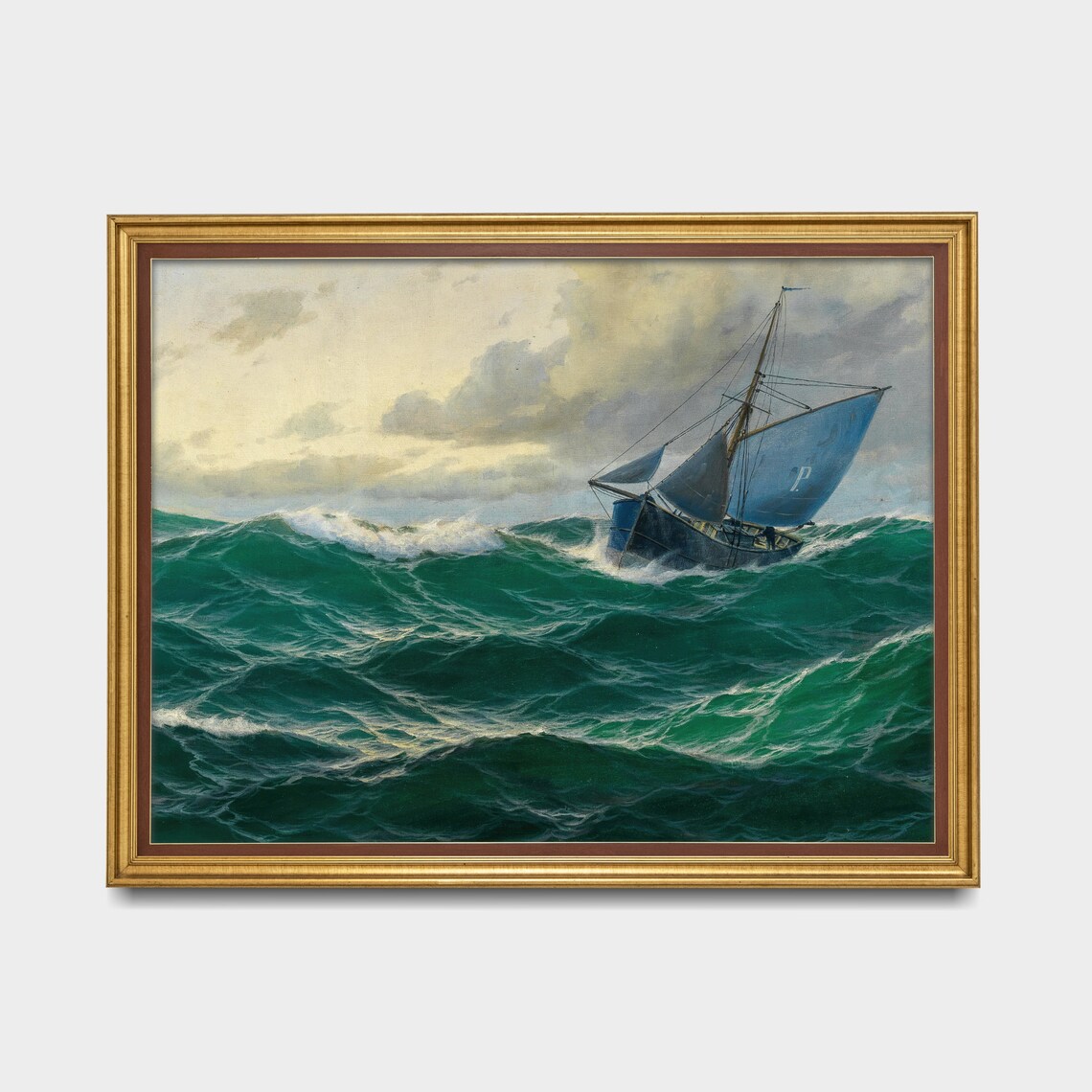 Vintage Sailing Ship Seascape Art Print, Nautical Decor - Image 3