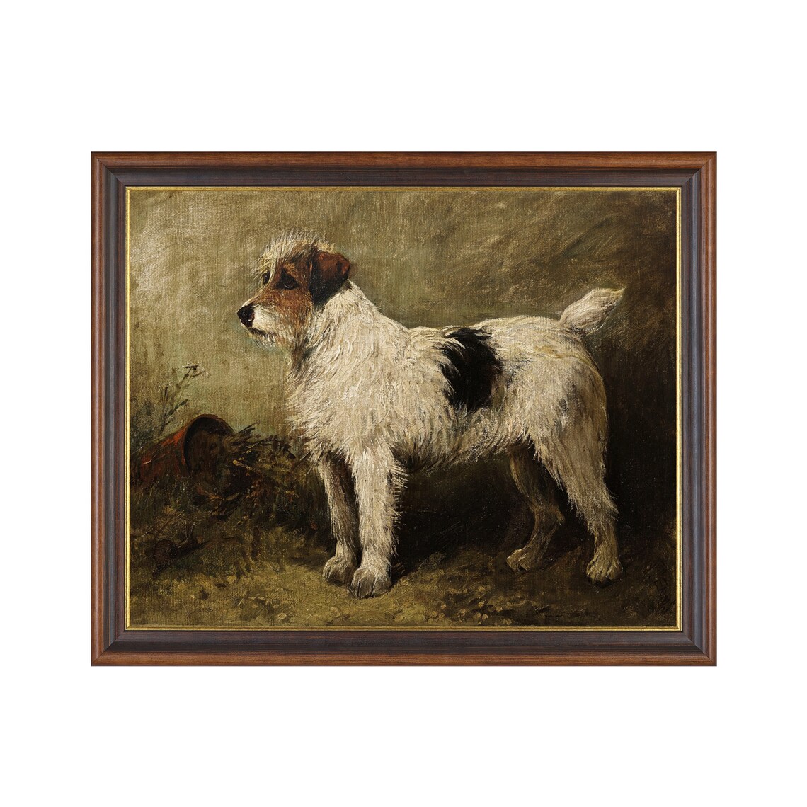 Vintage Terrier Portrait, Moody Rustic Art Print