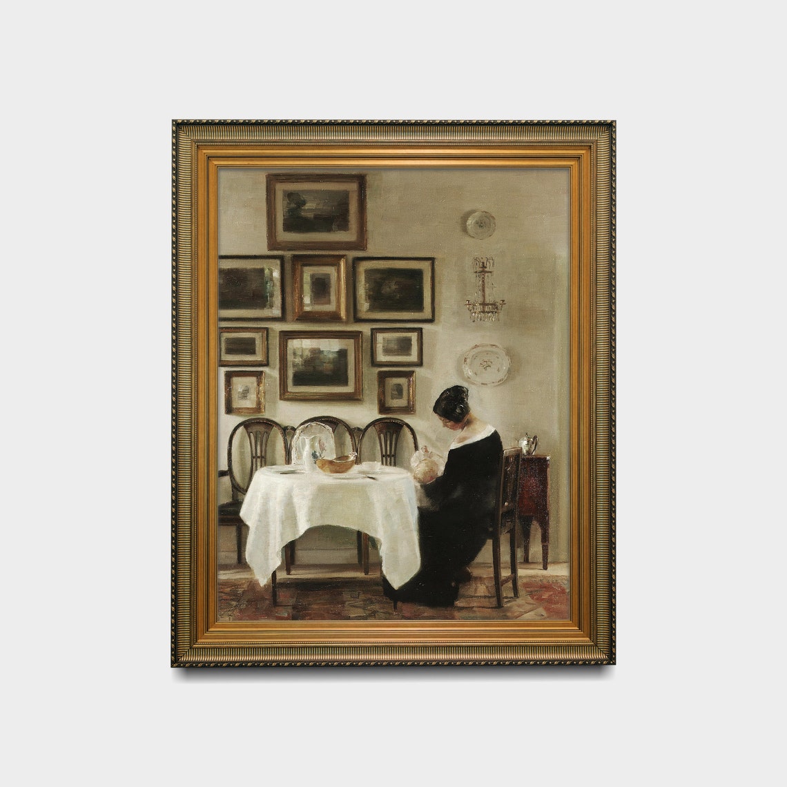 Mother and Baby Seated at a Table in a Vintage Danish Home Poster - Image 2