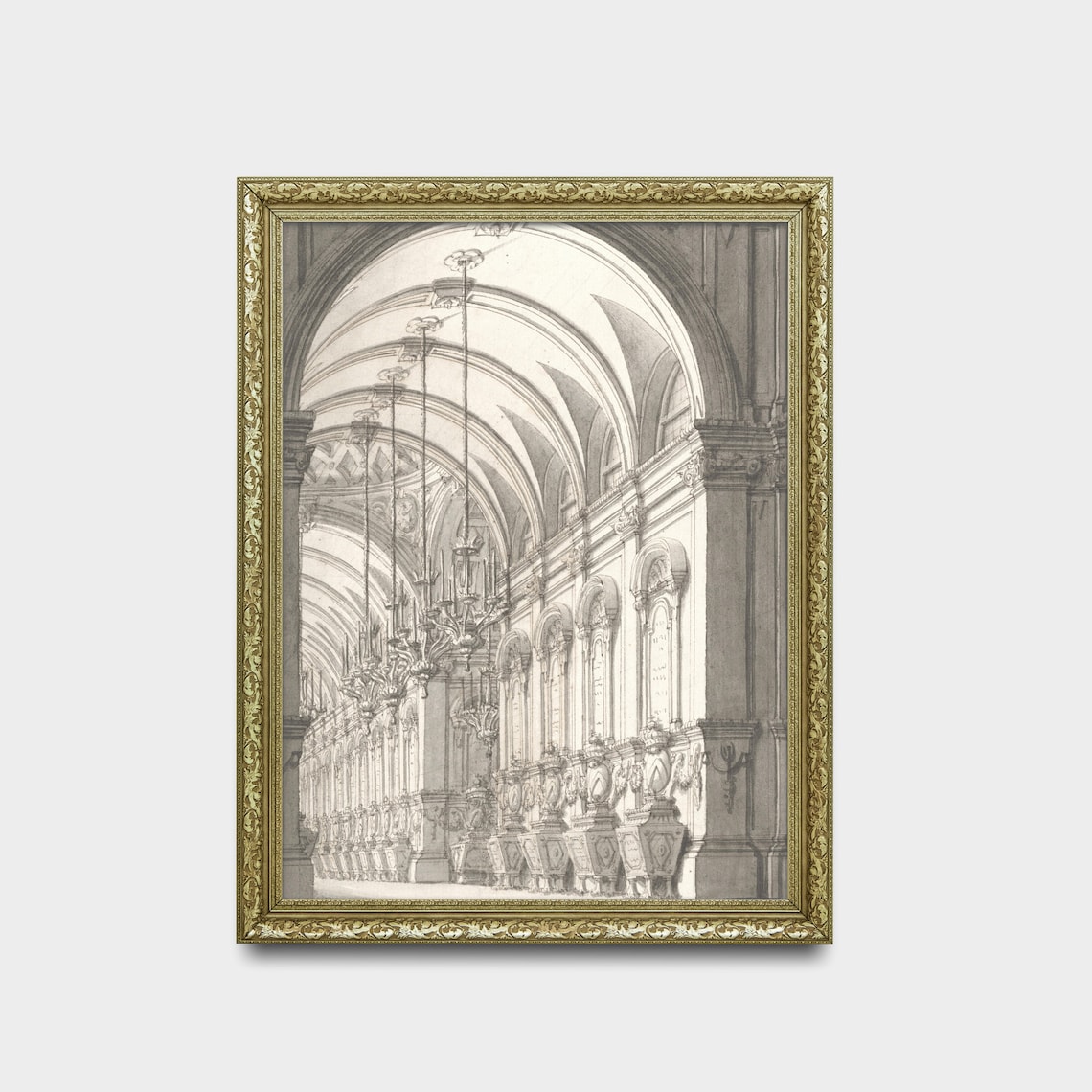 Vintage Architecture Sketch, Antique Neutral Art Print - Image 2