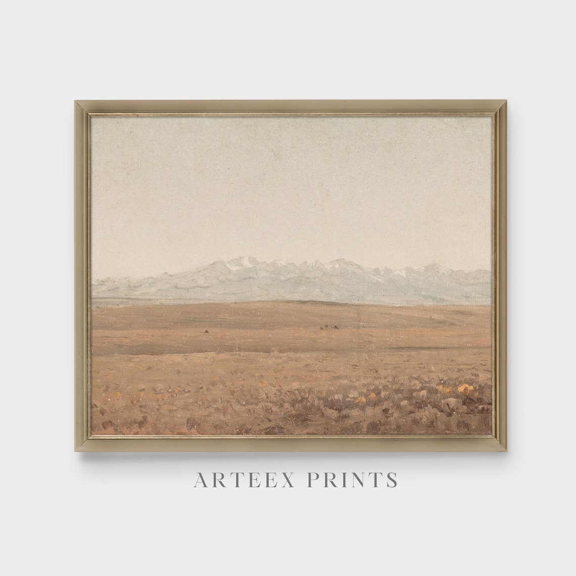Distant Mountain Range over Vast Prairie Minimal Vintage Poster - Image 3