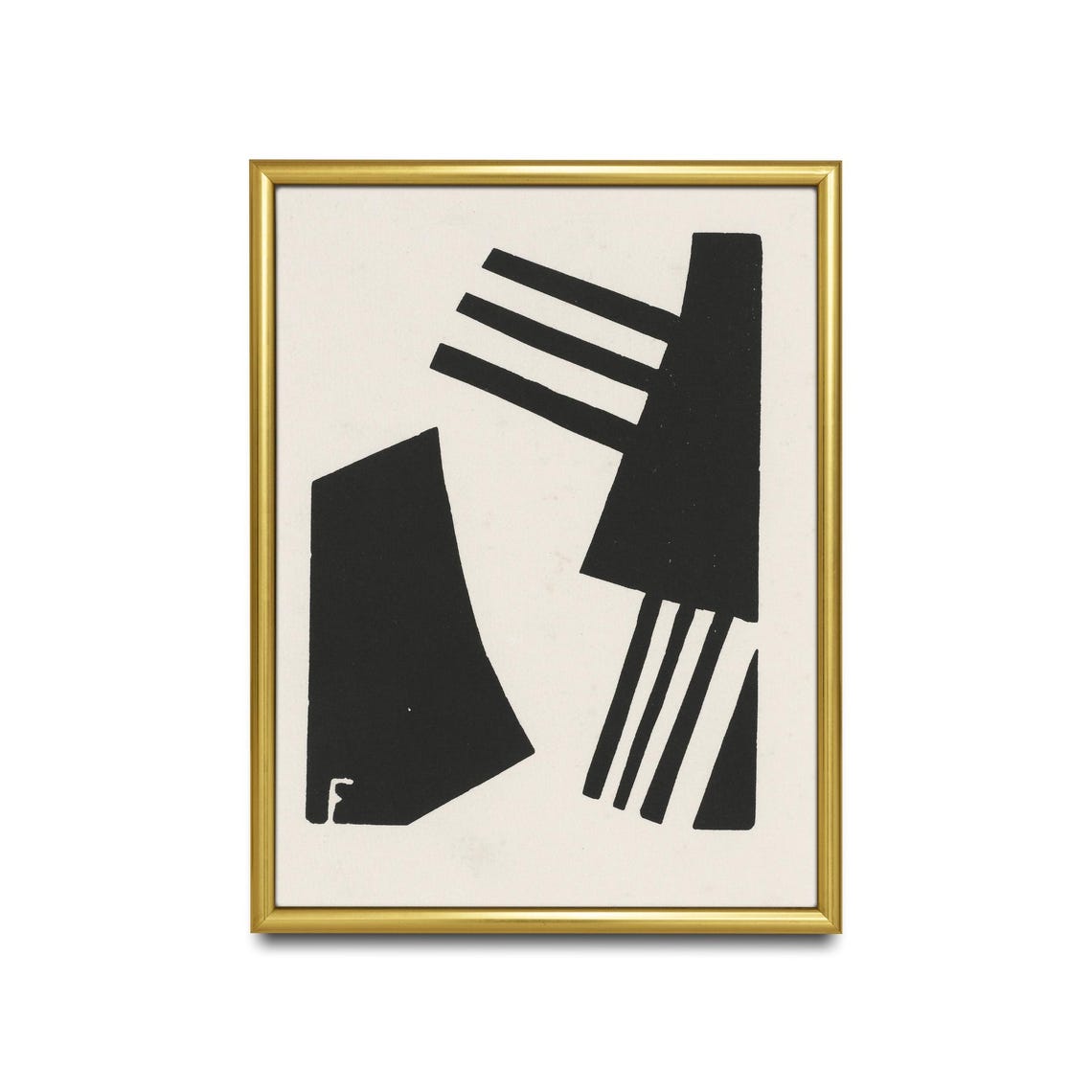 Minimalist Black Geometric Abstract on White Modern Wall Art - Image 2
