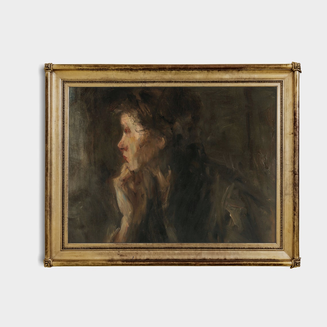Vintage Woman Portrait Antique Moody Painting Victorian Lady Print Rustic Wall Art Instant Vintage Oil Painting - Image 3