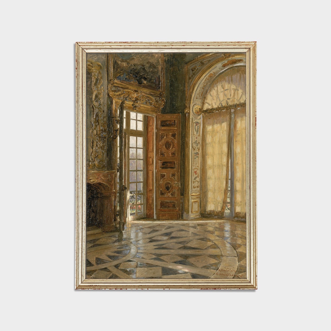 Baroque Palace Hall Interior Vintage European Architecture Art Poster - Image 2