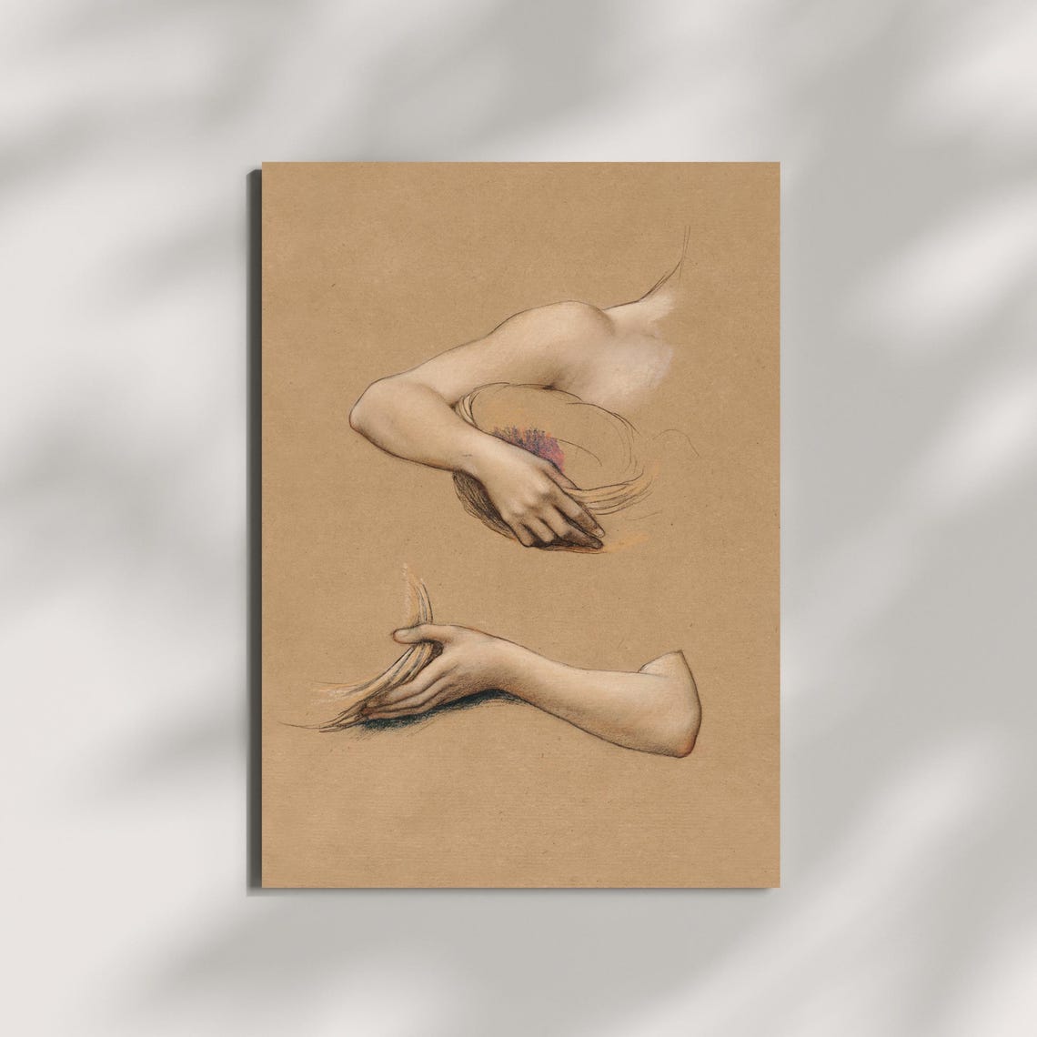 Classical Study Of Arms And Hands Colored Chalk Drawing Poster - Image 5