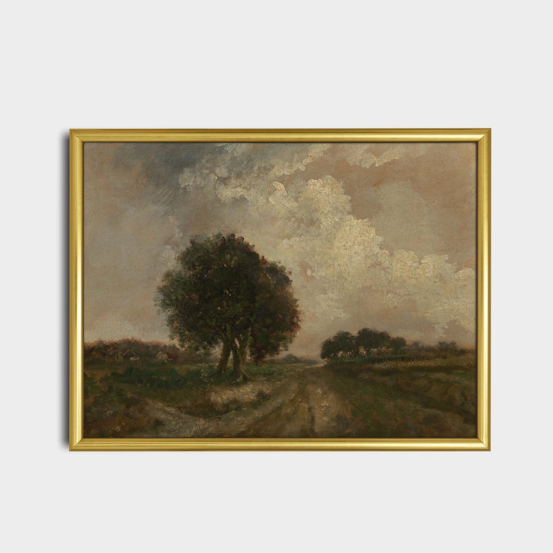Solitary Oak Tree in a Moody Countryside Vintage Landscape Poster - Image 2
