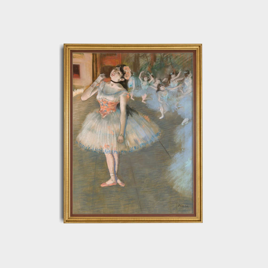 Degas Star of the Ballet Dancer with Bouquet Pastel Painting Print - Image 2