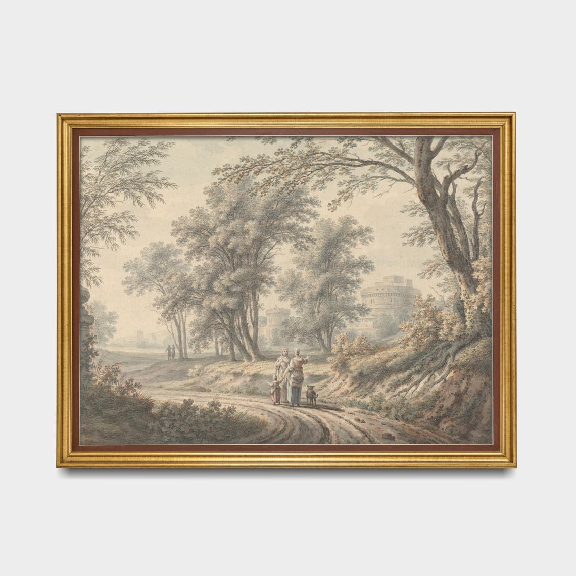Romantic Italian Countryside Watercolor Rome Countryside Walk Poster - Image 5
